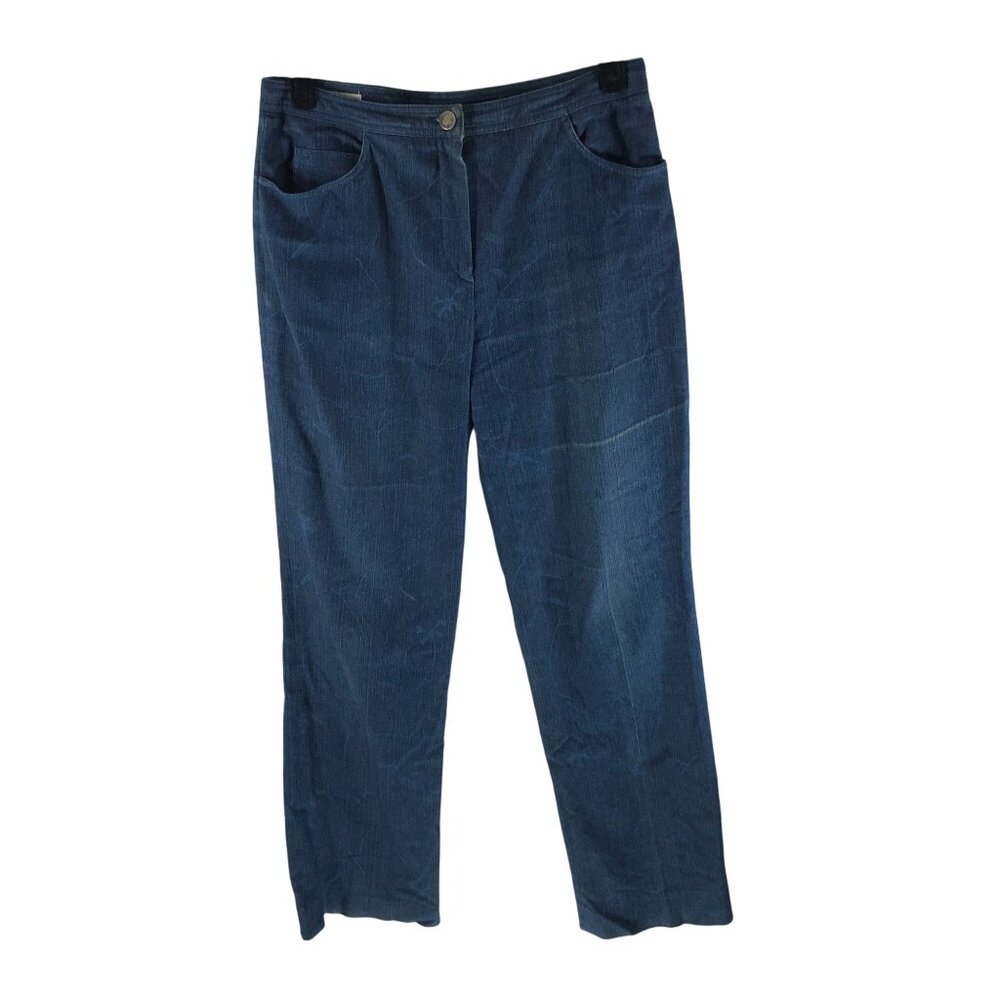 Bernard Zins Womens Trouser Jeans Pants Size 4 Blue Straight-Leg Floral